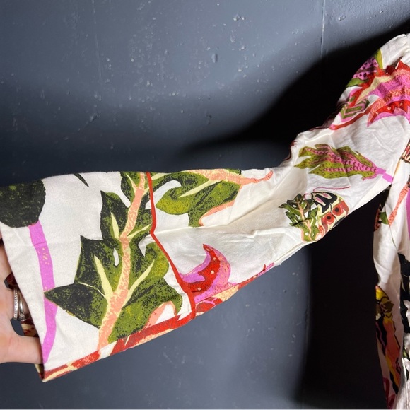 Anthropologie Raphael Balme Floral Flannel Sleep Button Front PJ Top Size XXS - Picture 7 of 10